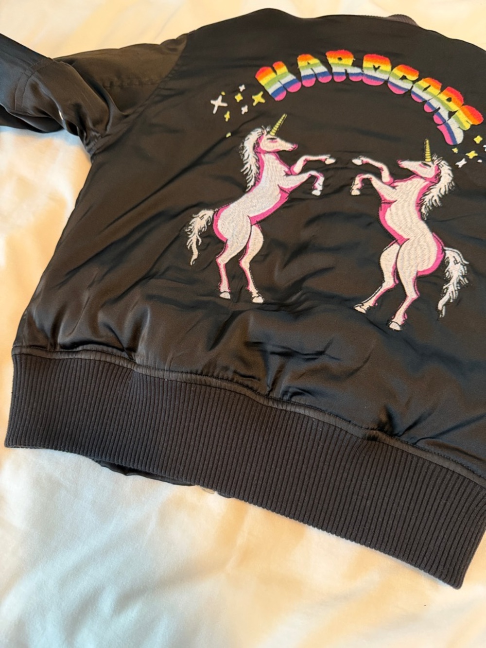 Rare! UNIF Black Embroidered Hardcore Bomber Jacket XS Unisex Y2K - Picture 14 of 16